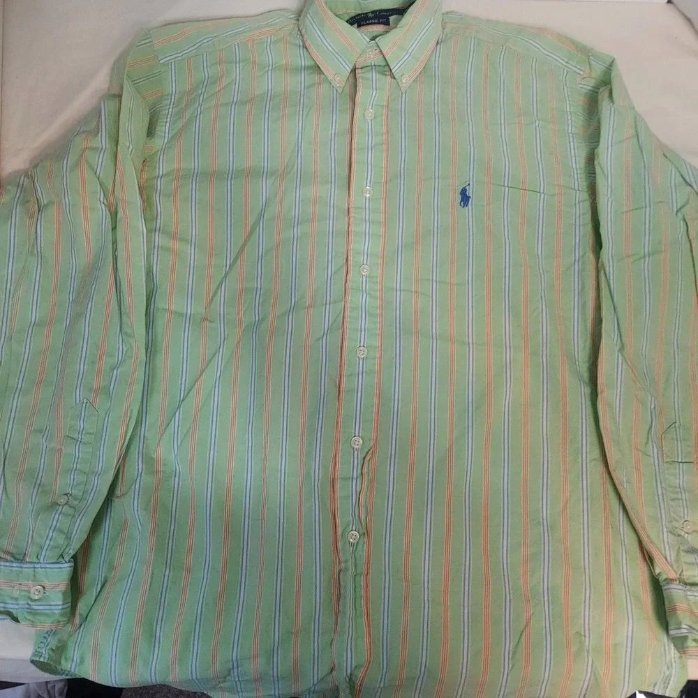 Ralph Lauren Classic Fit Striped Button Down Shirt Mens 15 1/2 34/35‎